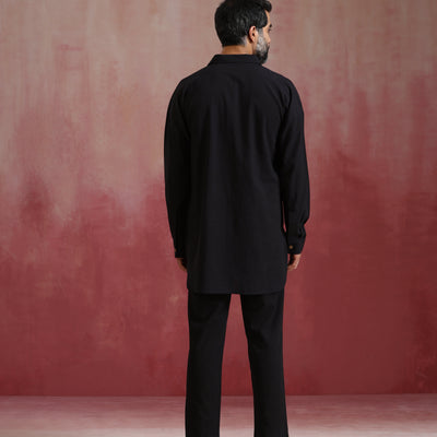 trueBrowns Men's Black Cotton Co-ord set