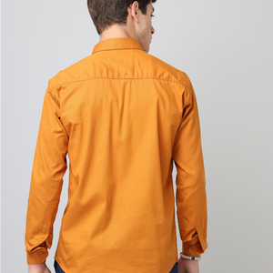 Frankshirt Mustard Solid Tailored Fit Cotton Casual Shirt for Man