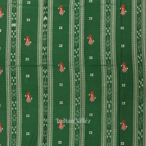 Green with Red Doll Odisha Ikat  Sambalpuri Dress Material & Dupatta