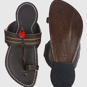 Brown Handstitched Leather Kolhapuri Men Slipper