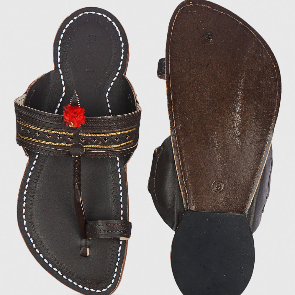 Brown Handstitched Leather Kolhapuri Men Slipper