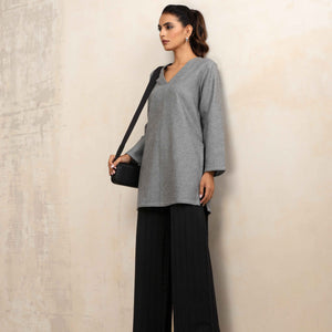 trueBrowns Black Woollen Flared Pants