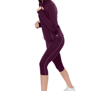 Flaunt Hoodie Full Sleeve Active Jacket - Blackberry Wine
