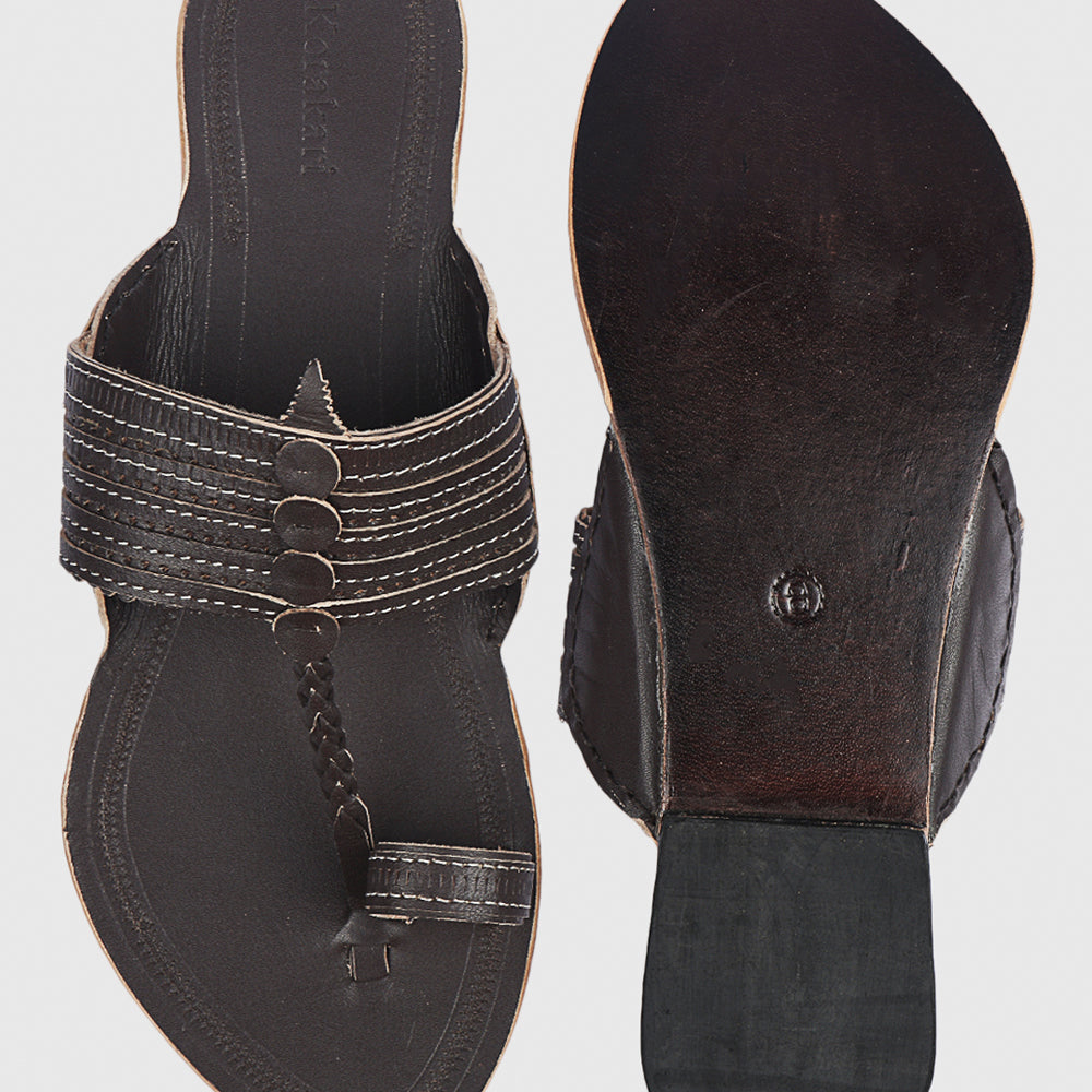 Brown Handstitched Leather Kolhapuri Men Slipper