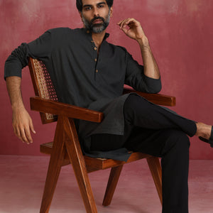 trueBrowns Men's Grey Kurta