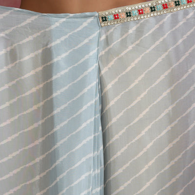 trueBrowns Grey Muslin Silk Ready To Wear Saree