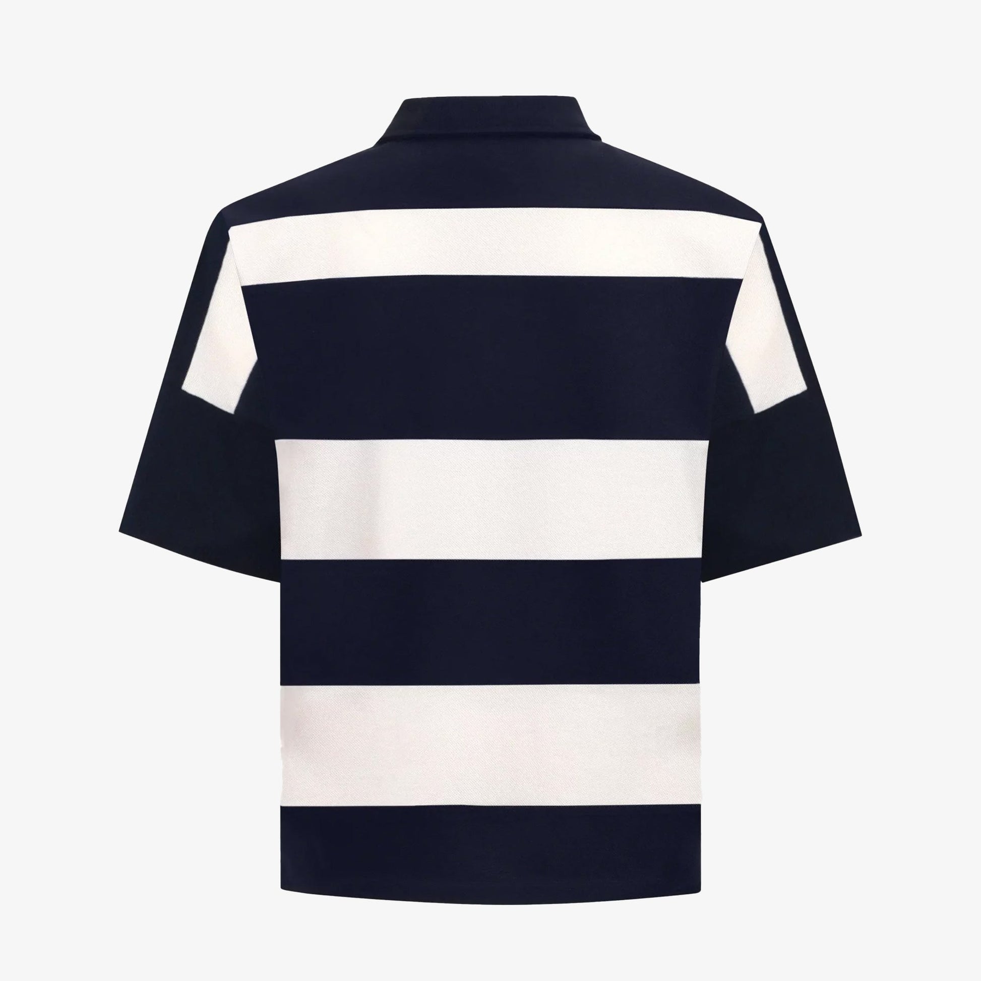 ALMOST GODS | ALPHA CROSS WOVEN STRIPED POLO { NAVY/WHITE