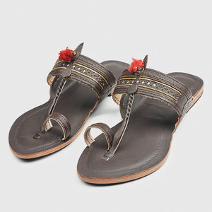 Brown Handstitched Leather Kolhapuri Women Slipper