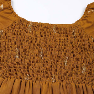 Brown Poly Silk Embellished Midi Dress VD1278