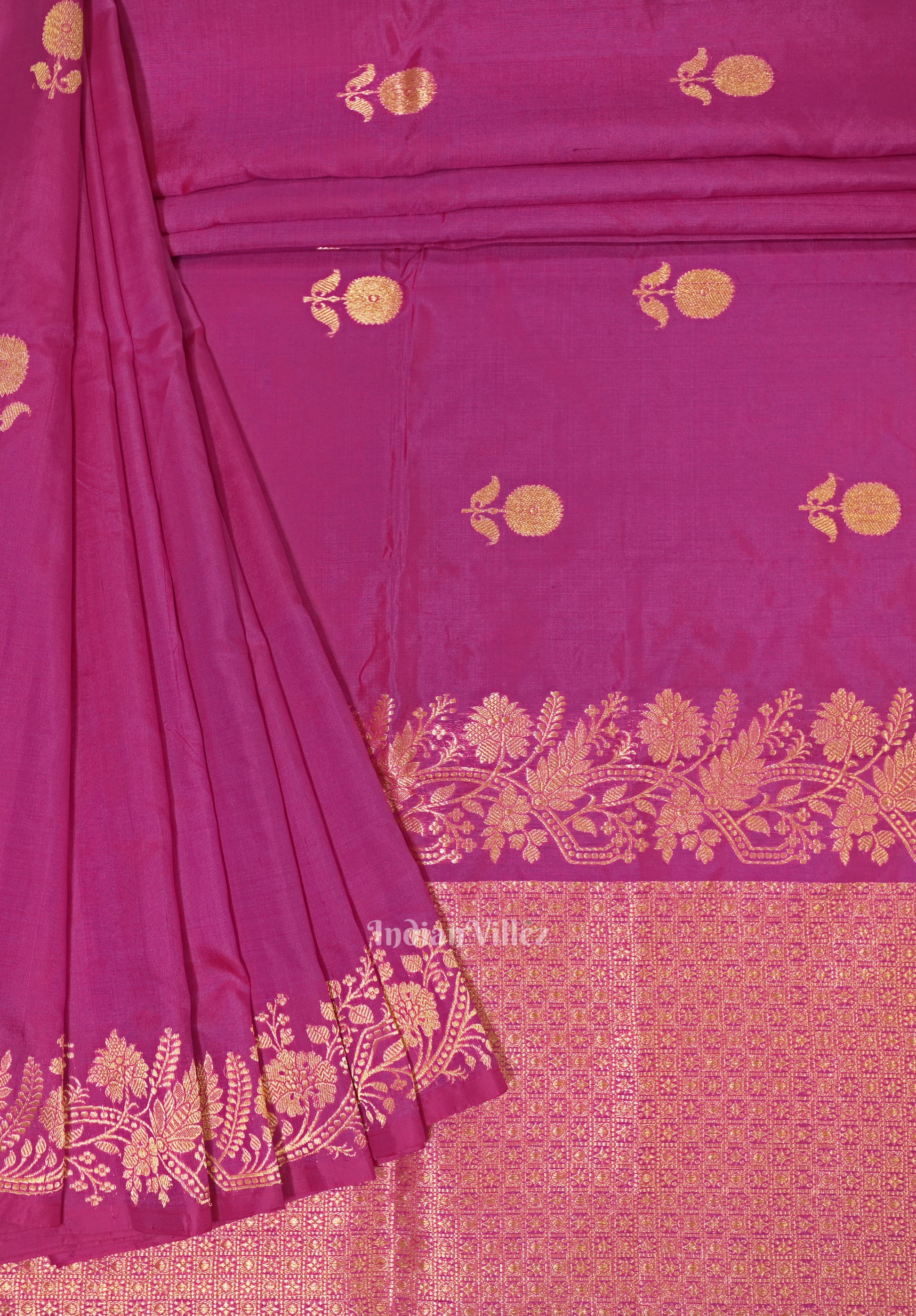 Purple Pink Designer Katan Banarasi Silk Saree