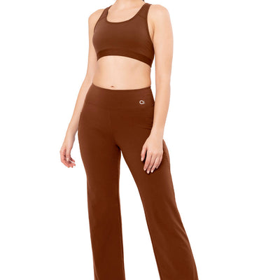 Flaunt Flared High Rise Travel Pants - Potting Soil