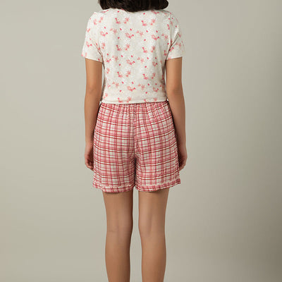 Sleep Shorts - Blush Rose Check Print