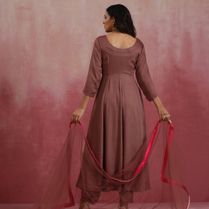 trueBrowns Brown Modal Anarkali Kurta Set