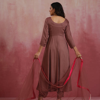 trueBrowns Brown Modal Anarkali Kurta Set