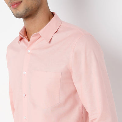 Men's Pink Linen Casual Shirt