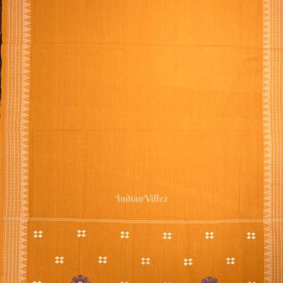 Navy Blue Yellow Flower Buti Odisha Ikat Sambalpuri Dress Material & Dupatta