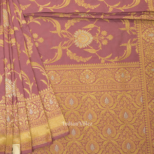 Rose Pink Meenakari Banarasi Katan Silk Saree