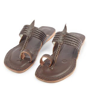 Brown Handstitched Leather Kolhapuri Women Slipper