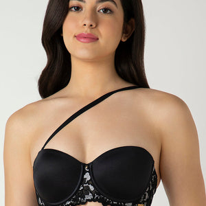 Femme Lace Padded Wired Multiway Bra - Black