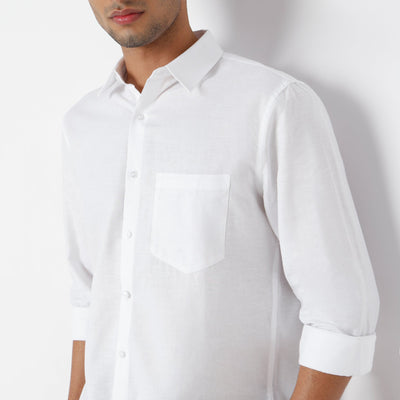 Men's White Linen Casual Shirt