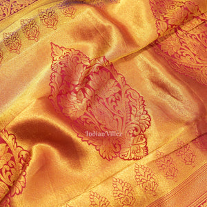 Blue With Pink Pure Kanjivaram Silk Saree