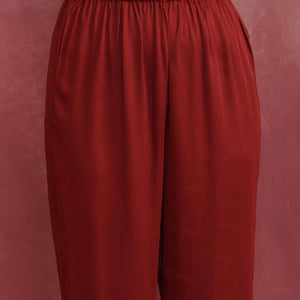 trueBrowns Maroon Modal V Neck Kurta Co-ord Set
