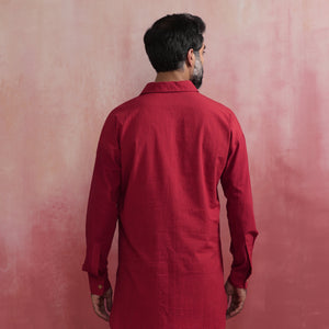 trueBrowns Men's Maroon Kurta