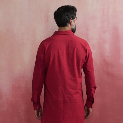 trueBrowns Men's Maroon Kurta