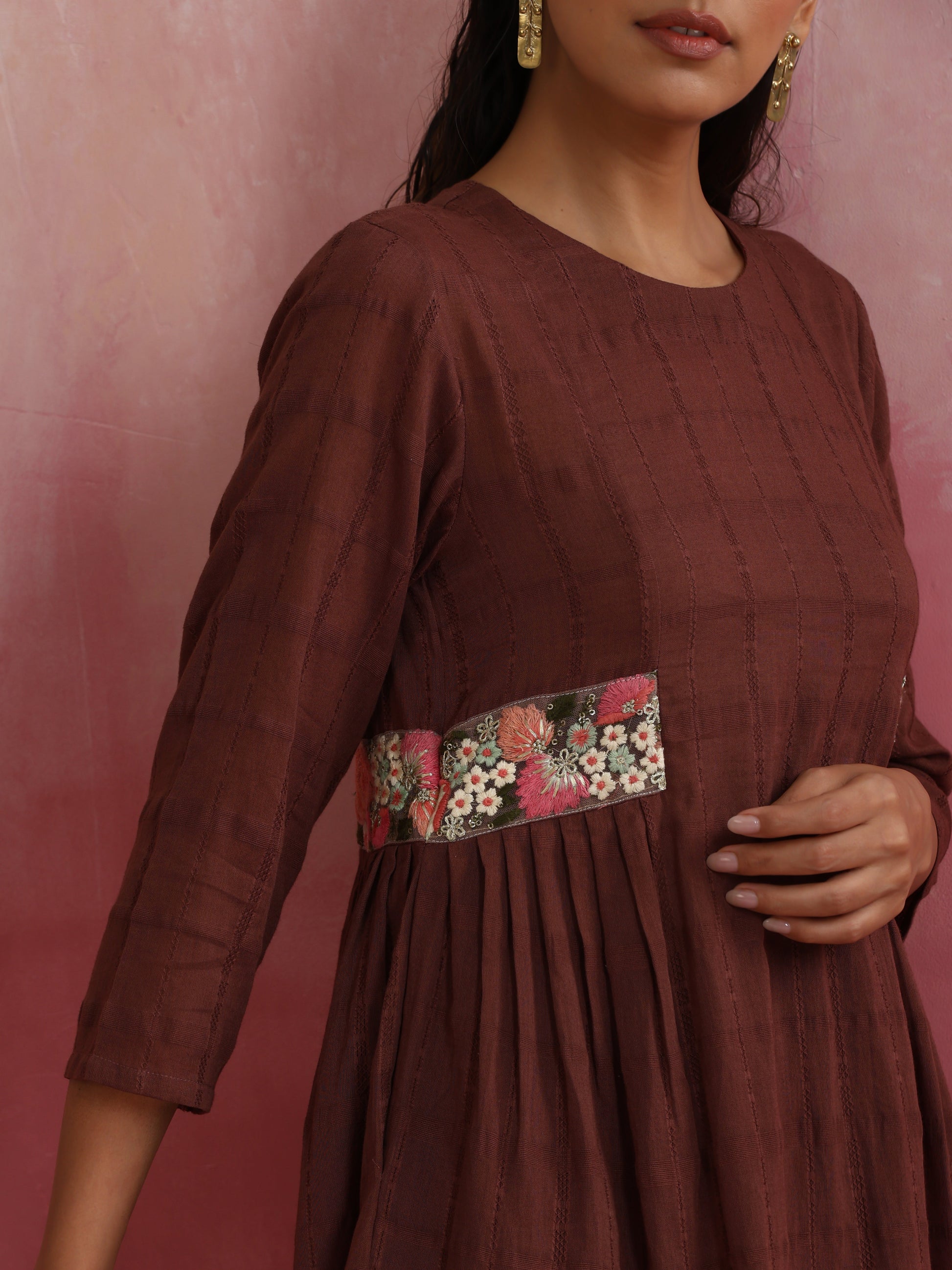trueBrowns Brown Cotton Dobby Co-ord set