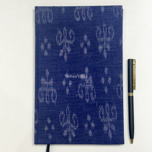 Blue Handmade Ikat Woven Cotton Fabric Cover Diary