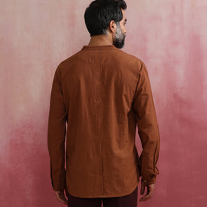 trueBrowns Men's Brown Cotton Shirt