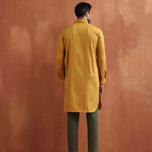 trueBrowns Men's Mustard Cotton Kurta