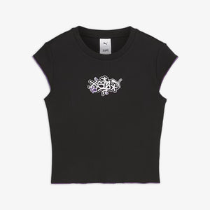 Puma | x X-GIRL RIBBED SLIM FIT TEE  { BLACK