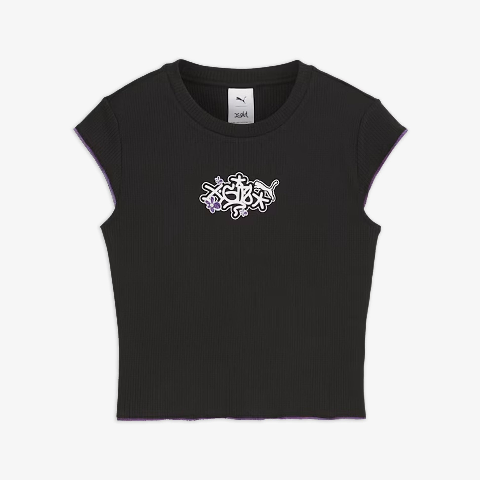 Puma | x X-GIRL RIBBED SLIM FIT TEE  { BLACK
