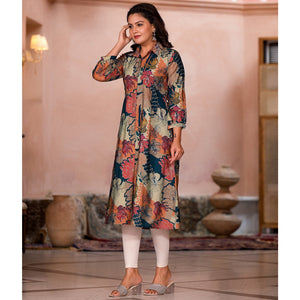 green-floral-printed-chanderi-silk-a-line-dress