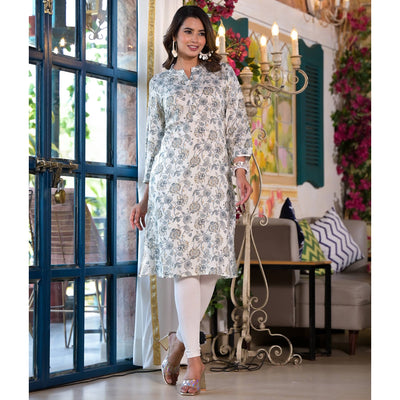 grey-floral-foil-printed-chanderi-silk-kurti