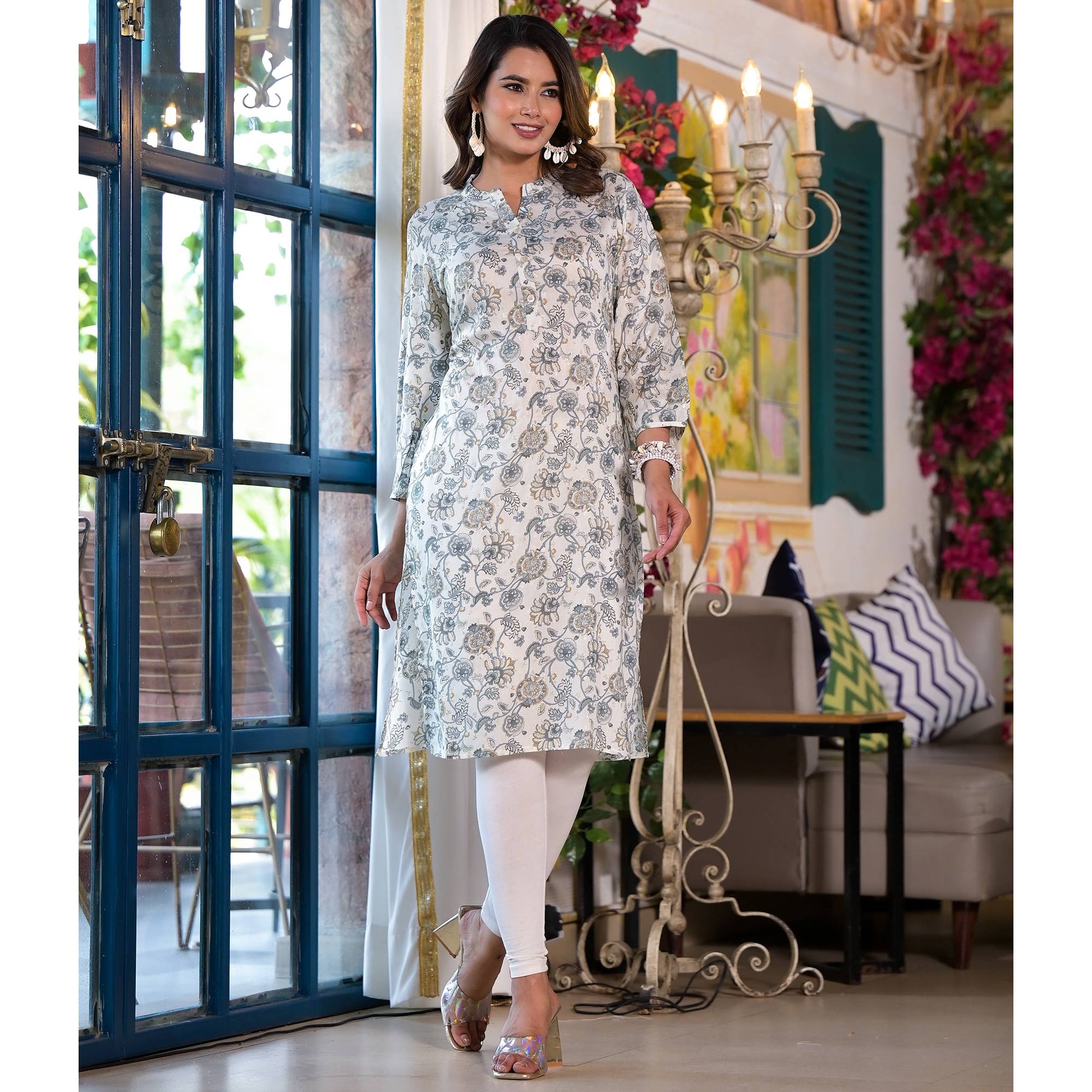 grey-floral-foil-printed-chanderi-silk-kurti
