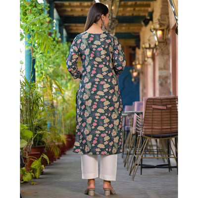 green-floral-printed-pure-cotton-straight-kurti