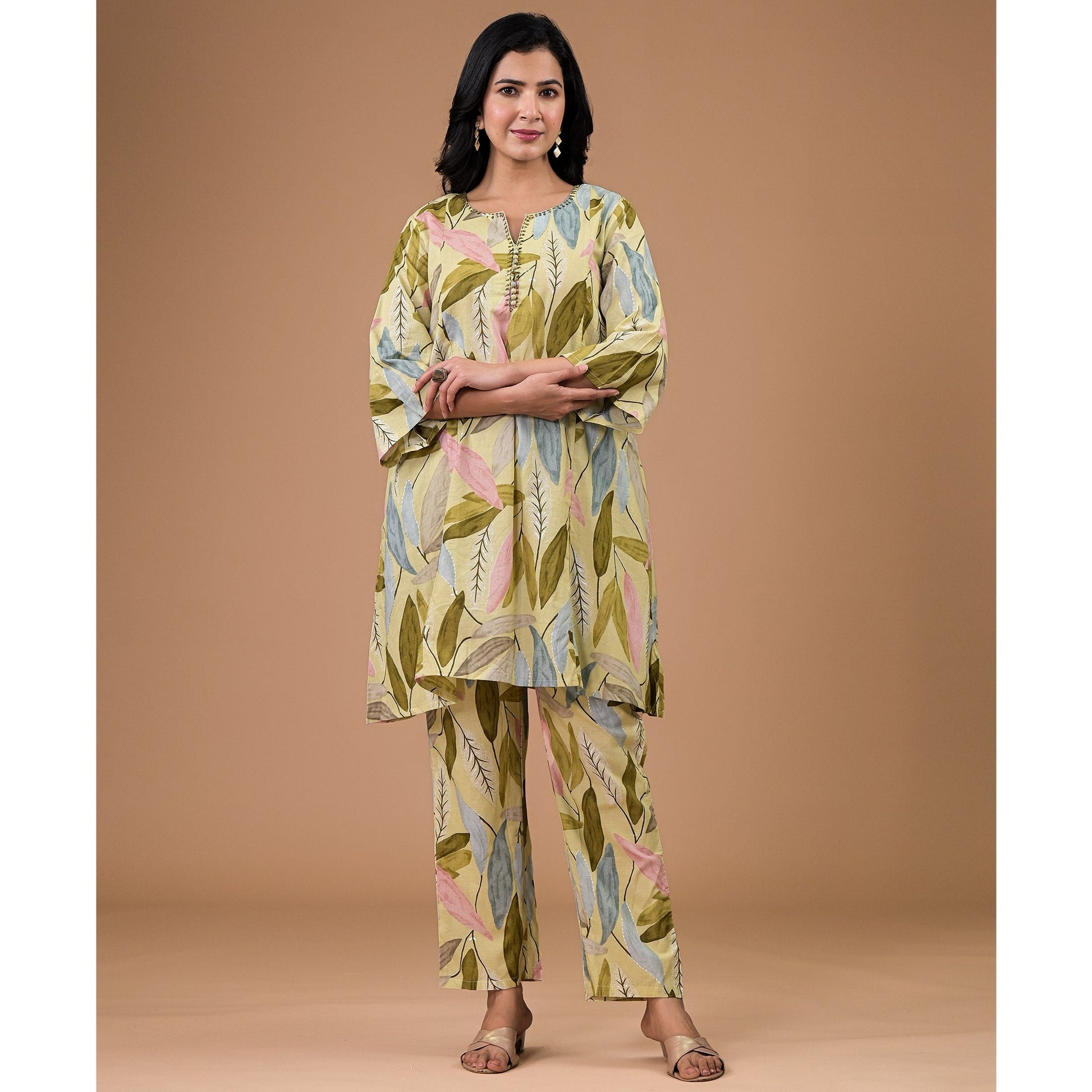 green-printed-pure-cotton-co-ord-set