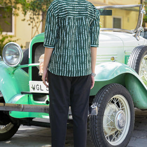 green-striped-printed-pure-cotton-top