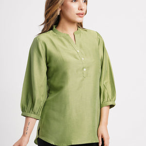 green-solid-poly-chinon-straight-top