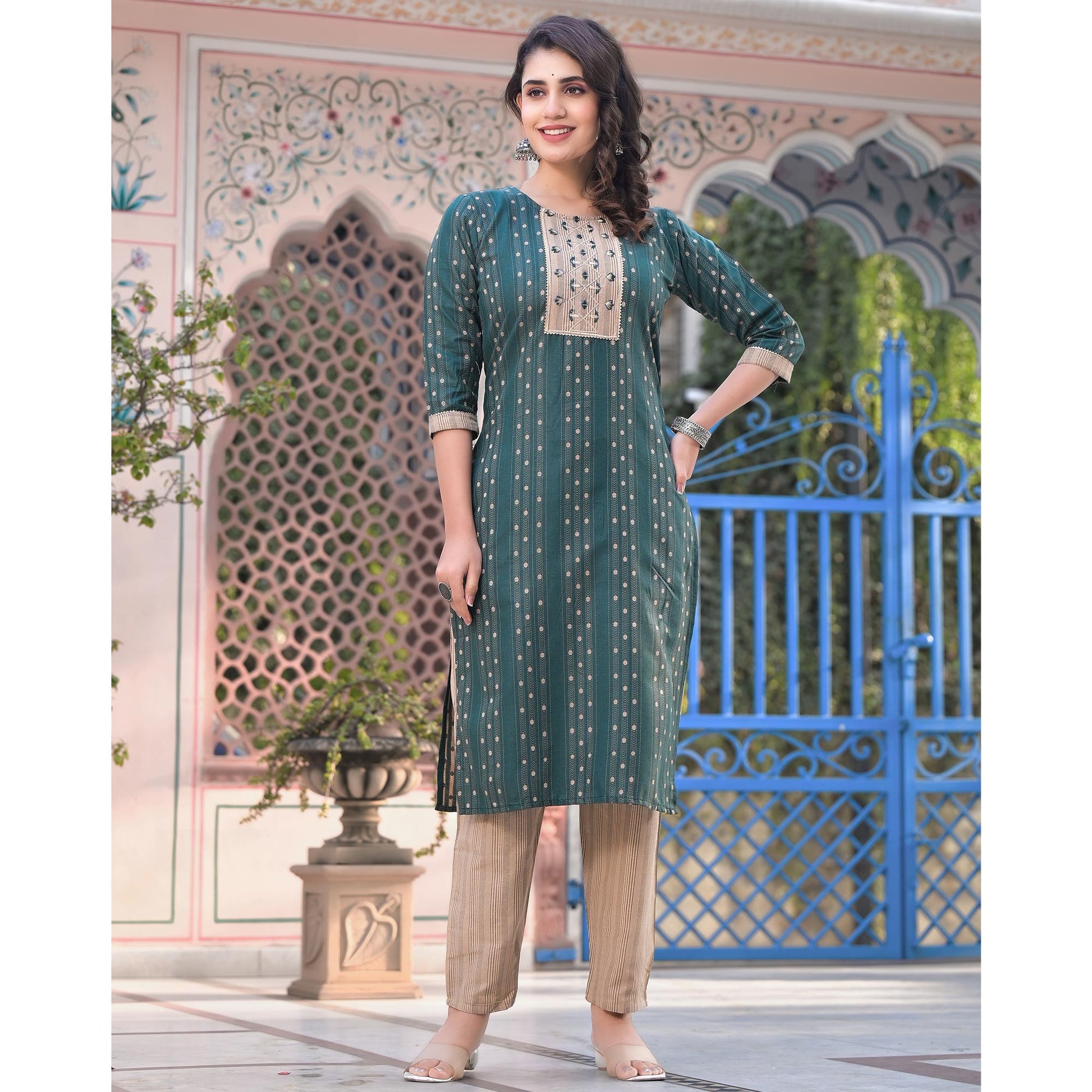 green-woven-pure-cotton-straight-salwar-suit