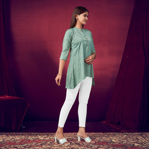 green-printed-rayon-high-low-top