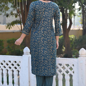 Morpich Blue Floral Foil Printed Rayon Salwar Suit