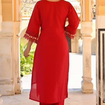 Maroon Floral Embroidered Chanderi Silk Salwar Suit