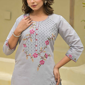 grey-floral-embroidered-chanderi-straight-kurti-with-handwork