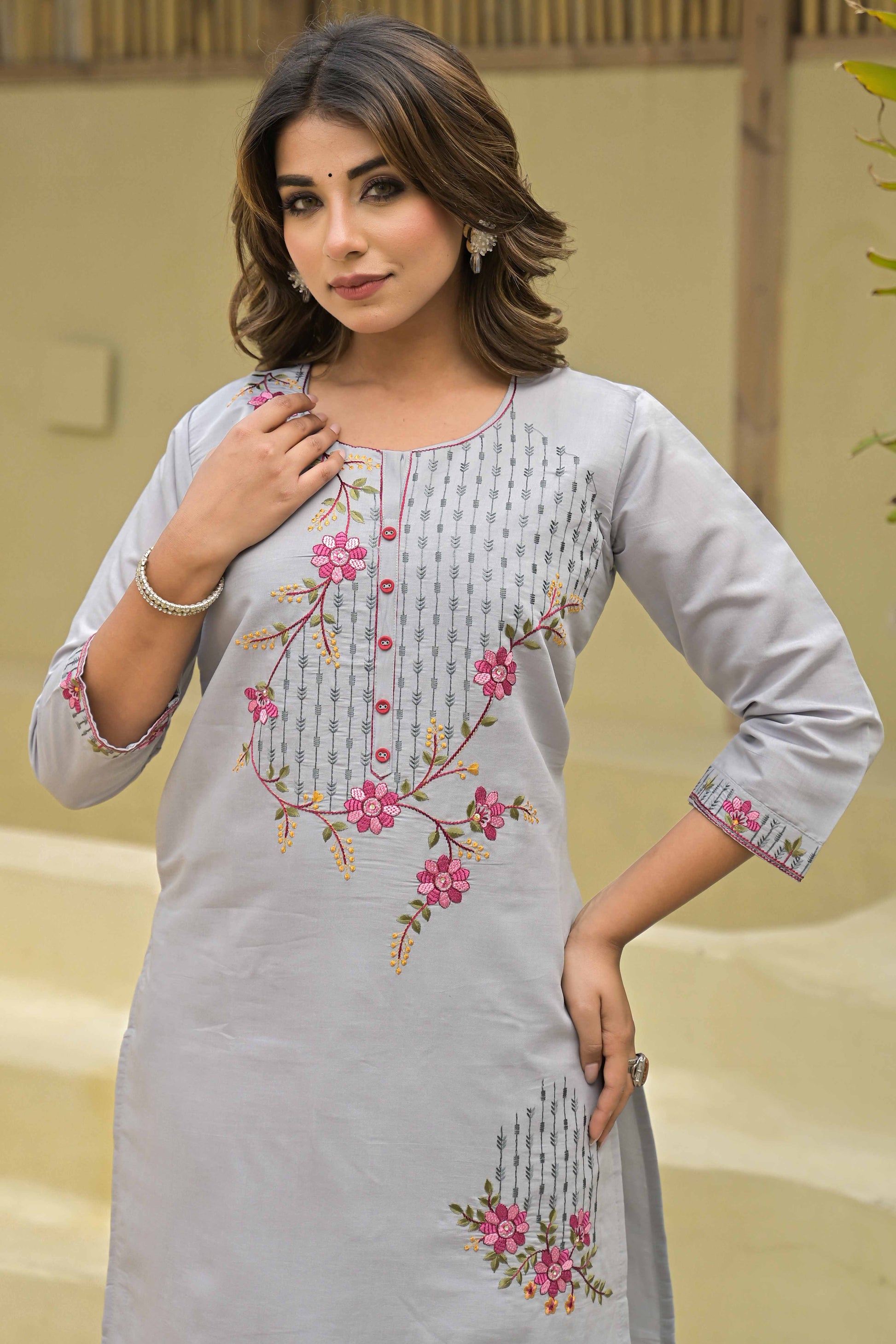 grey-floral-embroidered-chanderi-straight-kurti-with-handwork