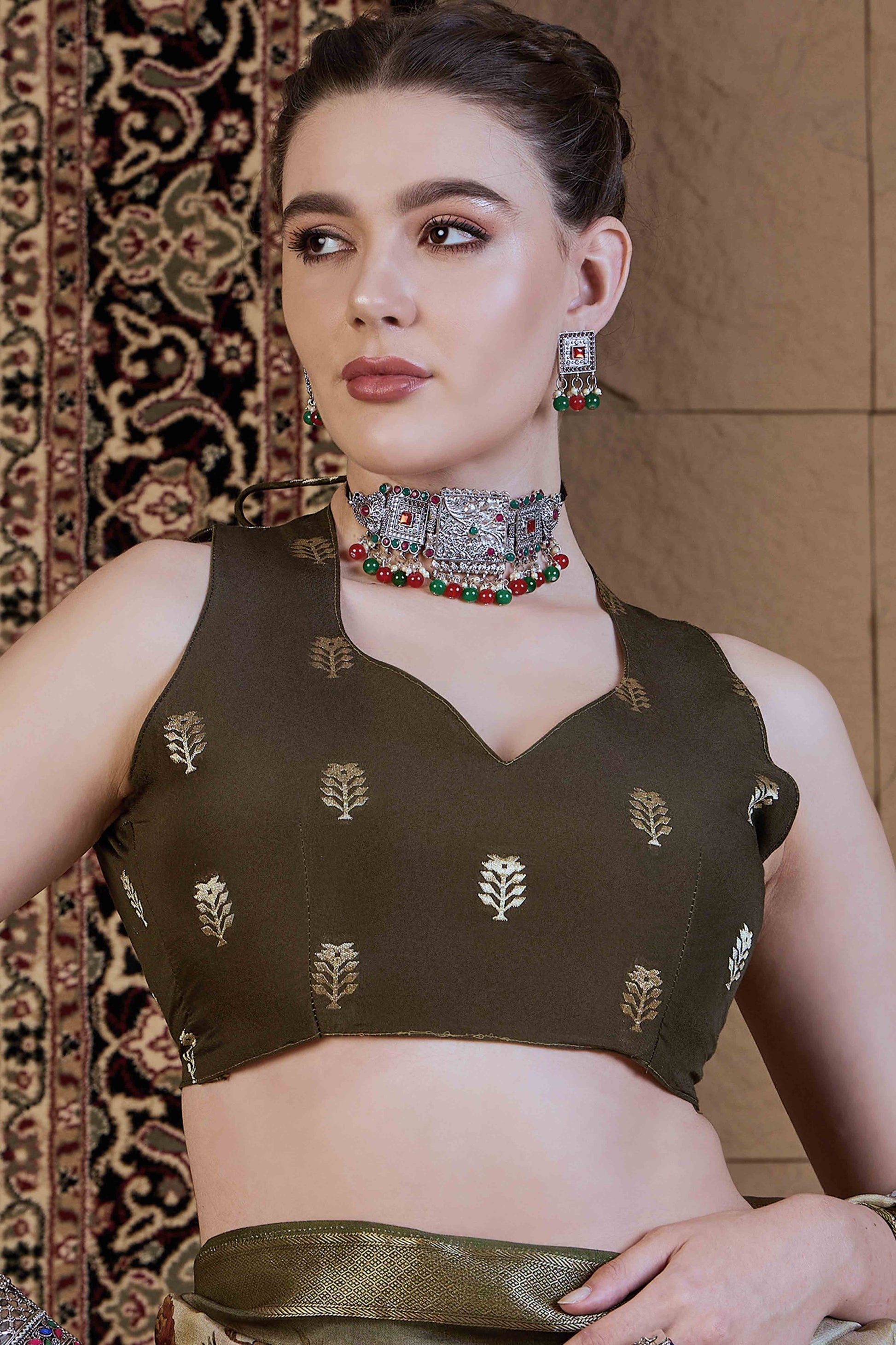 Light Green Floral Printed Viscose Saree