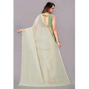 green-striped-foil-printed-georgette-saree