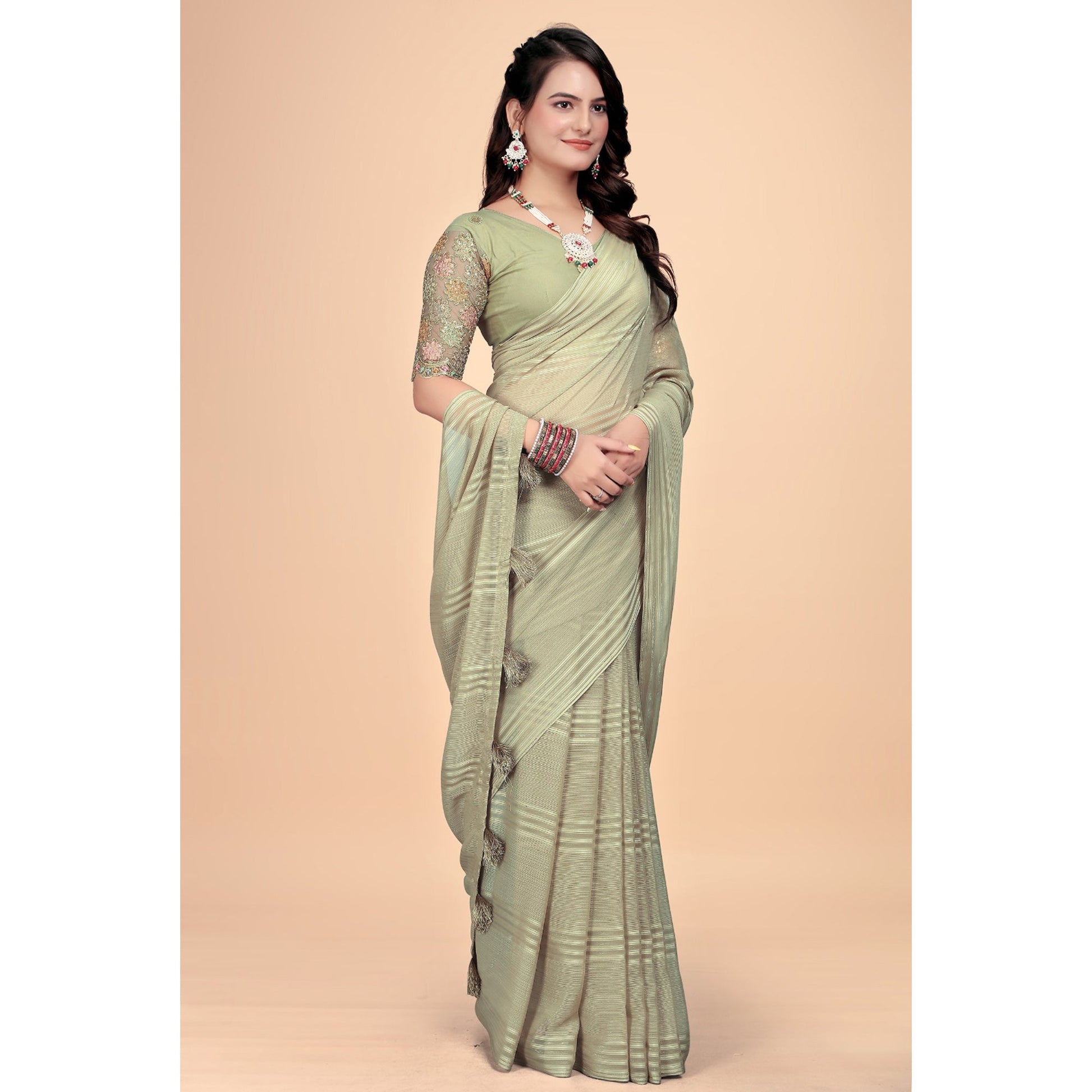 green-zari-striped-woven-georgette-saree